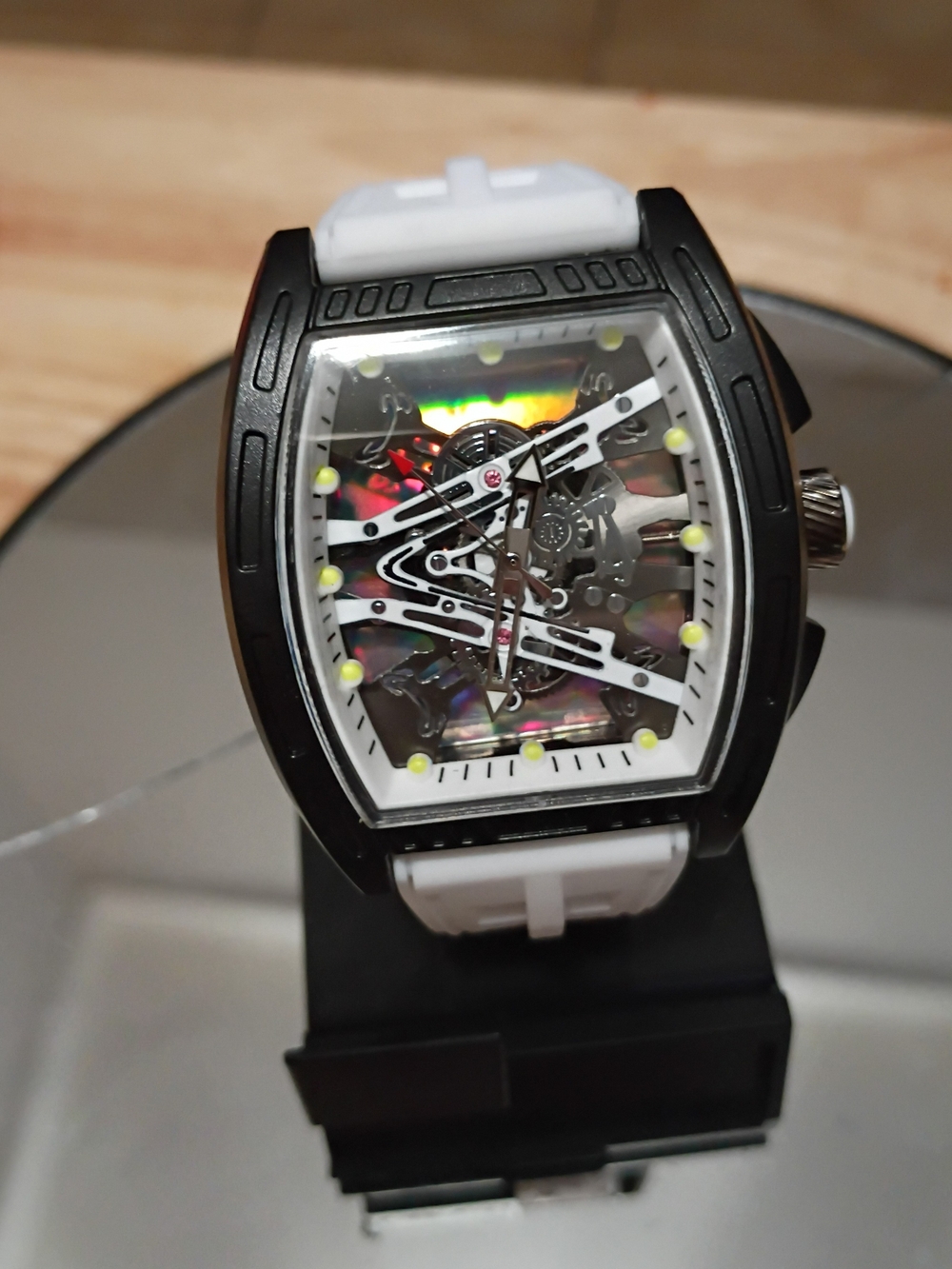 White Skeleton Mechanical Watch for Men - Modern Sport Style